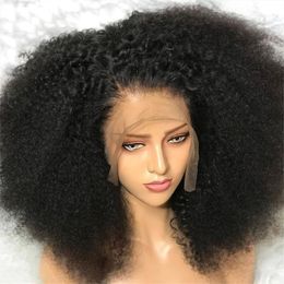 300% densité Afro Pinky Curly Human Hair Wigs for Women HD Lace Frontal Wig Pré-Couleur naturelle Percure Vierge indienne