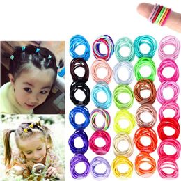 300 stuks multicolor baby meisjes haar stropdassen geen vouw 2 cm haarbanden paardenstaarthouders voor baby meisjes baby's peuters LJ201226