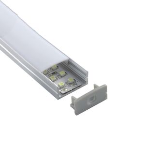 300 X 2M juegos / lote Perfil de tira de led plano de aluminio 24 mm de ancho tipo cuadrado extrusión de carcasa de led de aluminio para iluminación empotrada en la pared