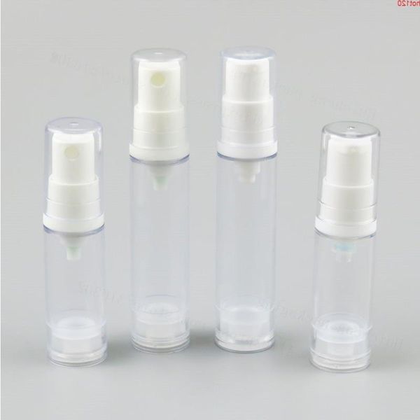 300 x 5 ml 10 ml petite bouteille de pompe à lotion sans air avec capuchon blanc transparent 1/3 oz mini pulvérisateur sans air de voyage emballage cosmétique bon Oepqp