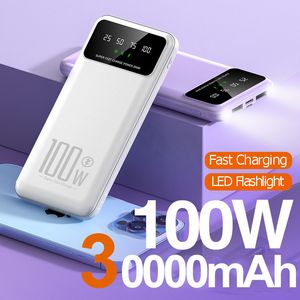 30000mAh 100W téléphone portable chargeur rapide banque d'alimentation chargeur portable batterie externe 2 USB éclairage LED pour Iphone Xiaomi Samsung Powerbank cadeaux