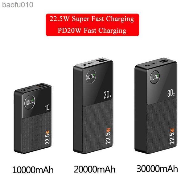 30000mAh Power Bank 22.5W Paquete de batería portátil de carga rápida para iPhone 13 12 Samsung Xiaomi Huawei PD20W Powerbank para computadora portátil L230619