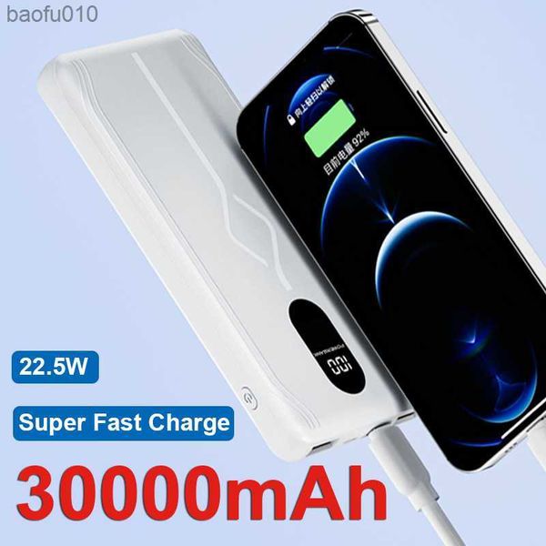30000mAh Power Bank Chargeur rapide portable HD Affichage numérique Charge de batterie auxiliaire externe pour iPhone Huawei Xiaomi Voyage L230619