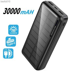 30000mAh Solar Power Bank 2 USB Chargeur Solaire Batterie Externe Powerbank pour iPhone 12 Samsung S21 Huawei Xiaomi Poverbank L230712