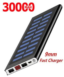 Banco de energía Solar de 30000mah, batería externa, 2 USB LED, Banco de energía portátil para teléfono móvil para Iphone, Samsung, Xiaomi, cargador 9527800