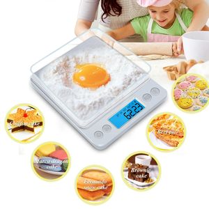 Balance de cuisine numérique en acier inoxydable 2000 g/0,1 g avec fonction de tare à écran LCD pour poids, régime, pâtisserie, cuisine, préparation de repas, café, rose