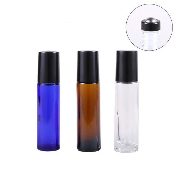 Rollo de aceite esencial de vidrio grueso de 3000 Uds., 10ml, viales de botella, botella de desodorante con bola de rodillo de Metal para Perfume, aromaterapia SN