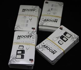 Gratis verzending 3000pcs / lot NOSY NANO SIM CARD MICRO SIM-kaart naar standaard Adapter Adapter Converter Set voor iPhone 6/5 / 4S / 4 met uitwerpen PIN KE
