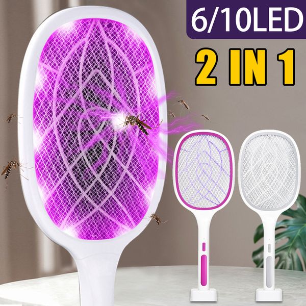 3000v Vlish à mouches Swatter Killer Fly Zapper Racket avec lampe UV Racket de trappe de moustique rechargeable anti-insecte zapper