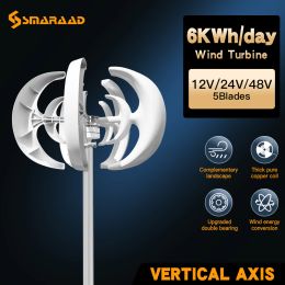 3000W 48V Verticale as Wind Turbines Generator Lantaarn 5 Blades Motoret Windmolen Energie Lading Huiskamperen