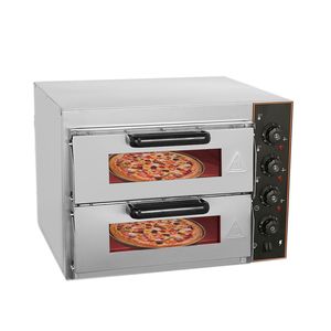 Horno de Pizza de tarta de huevo de alta capacidad de doble capa de 3000W, máquina comercial de acero inoxidable para hacer Pizza, horno eléctrico