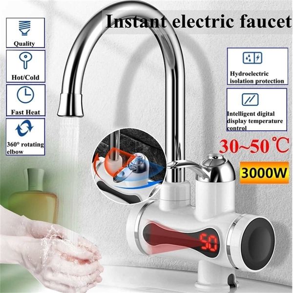 3000W cuisine électrique chauffe-eau robinet d'eau chaude instantanée chauffe-eau froide robinet chauffe-eau instantané sans réservoir T200424