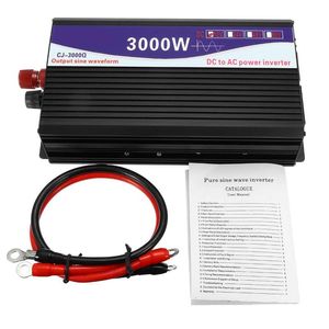 Onduleur 3000W 12V 24V 48V à 220V, avec écran LCD, convertisseur de tension à onde sinusoïdale Pure, pour alimentation électrique de voiture et de maison, 304W