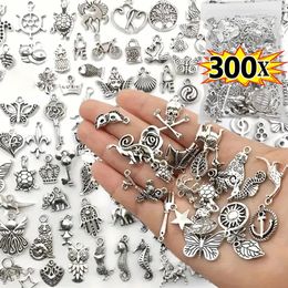300100pcs Tibetan Silver mixte Pendant Animaux Perges pour les bijoux Boucles d'oreilles Boucles d'oreilles Collier DIY Craft Art 240507