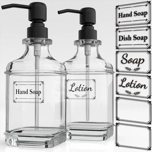 300550 ml SOAP Dispenser Dikke heldere glazen druk hand Sanitisator Shampoo Lotion fles roestvrijstalen pomp badkameraccessoires 231222