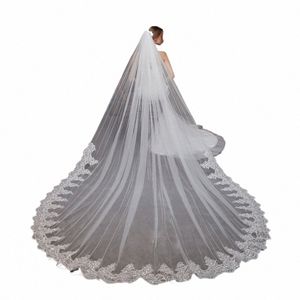 300 cm LG Veille de mariage de haute qualité Veille à deux couches Veille de mariée royale avec sequins Veil en dentelle aciés de mariage P8R7 #