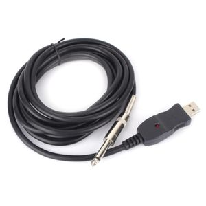 Freeshipping 300 cm lange gitaar bas 1/4 '' 6.3mm aansluiting naar USB-koppeling verbinding instrument kabel adapter zwarte kleur