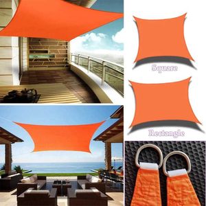 Voile d'ombrage imperméable en tissu Oxford 300D, rectangle carré orange, auvent de terrasse de jardin extérieur, abri solaire de piscine Y0706