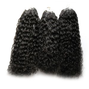 300G Micro Loop Hair Extensions 300s Mongoolse Kinky Krullend Haar Menselijke Pro-Bonded Micro-Loop Micro Rings Links Menselijk Haarverlenging