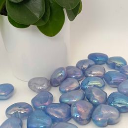 300 g natuurlijke kwarts kristal hartvorm galvaniseren aura quartz edelstenen en mineralen blauwe decoratie H1015
