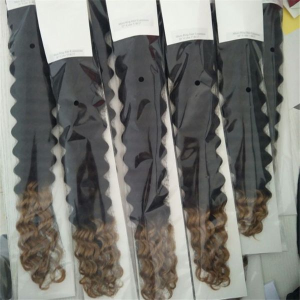 300gr 14 16 18 20 22 24 micro anillo de onda profunda extensiones de cabello humano remy indio cabello rizado envío gratis