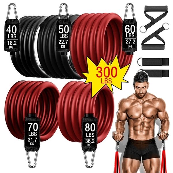 300lbs Fitness Resistance Band Yoga Workout Bands Set Exercise Training Expander Gym Equipment pour Home Bodybuilding Weights 220222