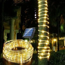 300 LED Solar Rope Strip Licht Outdoor Waterdichte Fairy Strings Christmas Decor voor Garden Lawn Tree Yard Fence Pathway 240506