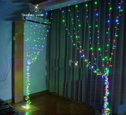 300leds Fairy String Icicle Curtain Light 3MX3M 300bulbs Xmas Christmas Wedding Garden Party Decoratie 110V-220V- Multicolor