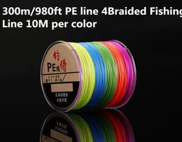 300m980ft PE -lijn 4Braided visserij 10m per kleur veelkleurige 10100lb test voor zoutwaterhigrade prestaties hoge kwaliteit4929501