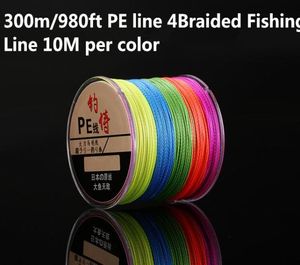 300m980ft PE -lijn 4Braided visserij 10m per kleur Multicolored 10100lb Test voor zoutwaterhigrade prestaties Hoge kwaliteit3687381