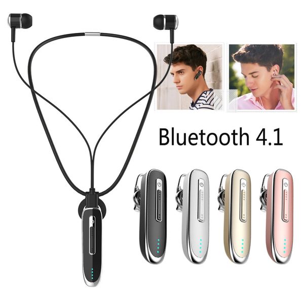 300 mAh Deporte Estéreo Mini inalámbrico Bluetooth Auricular Collar bluetooth auricular manos libres clip en Auricular Auricular