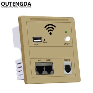 300Mbps 86 Panel en pared inalámbrico AP Router PoE 220V WiFi Access Punto en la pared AP WiFi inalámbrico Router Color Gold