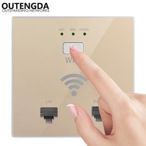 Enrutador inalámbrico de punto de acceso WiFi AP de pared de 300Mbps para proyectos Wi-Fi de Hotel compatible con gestión de CA RJ45 RJ11 tel en cifrado WPS