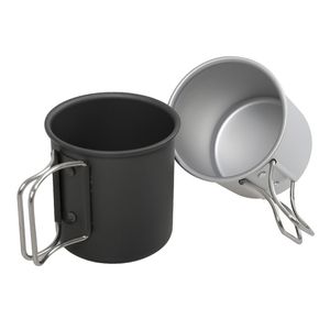 300 ml/10oz aluminium legering camping koffie mok lichtgewicht backpacken cup opvouwbare handgreep buiten wandelpicknick open vuur koken w0074
