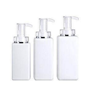 300ML 400ML 500ML bouteille vide en plastique transparent / blanc Shampooing haut de gamme bouteilles carrées gel douche lotion pompe sous-bouteille Gmsgx