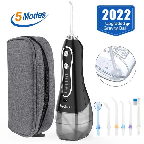 Irrigador oral eléctrico de 300 ml, 5 modelos con bolsa de viaje, hilo dental portátil inalámbrico, 7 piezas, boquillas de chorro 240307