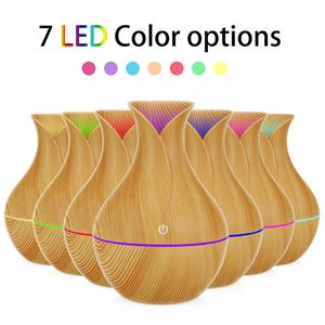 200 ml aroma etherische olie diffuser ultrasone luchtbevochtiger zuiveraar met hout graanvorm 7 kleuren veranderende LED-verlichting voor kantoor thuis