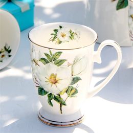 300 ml, been China grappige koffiemokken, porselein bloemen schilderij, vintage platteland espressokoppen, drinkware taza thee beker kunst 220311