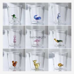 300 ml dessin animé tasse à café animaux mignons enfants eau tasse à thé verre à vin pour flûtes à champagne verre à haute teneur en borosilicate émoussé L230620