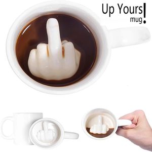 300ML Moyen Doigt Tasse Blanc Drôle Tasse En Céramique Mélange Café Lait Tasse D'eau Conception Créative Tasse En Céramique Drinkware Pour La Fête 240306