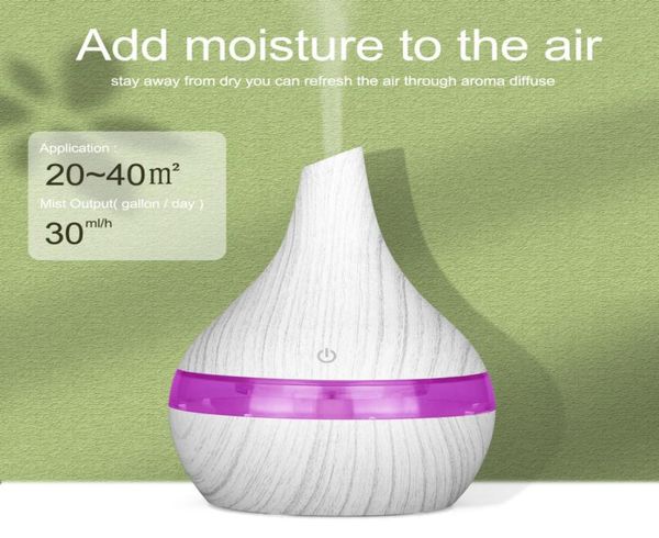300 ml USB Air Humidificateur Aroma électrique Air diffuseur Bois Ultrasonic Essential Aromatherapy Maker de brume cool pour Home Car2300032