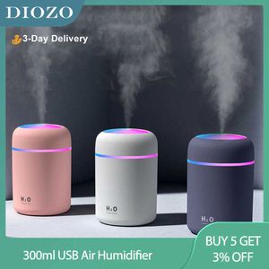 300 ml USB Luchtbevochtiger Mini Ultrasone Romantische Zachte Licht Aroma Diffuser Auto Purifier Thuiskantoor Cool Mist Maker 210724