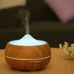 Umidificatore per diffusore di aromi a grana di legno da 300 ml Umidificatore per diffusore di oli essenziali ad ultrasuoni 100 V-240 V Creatore di foschia a luce colorata per SPA domestica