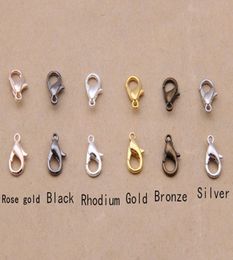 300 stks 18 MM Sieraden Bevindingen Bronzegoldrose Goldblackrhodiumsilver Karabijn Haken voor Ketting Chain6029729