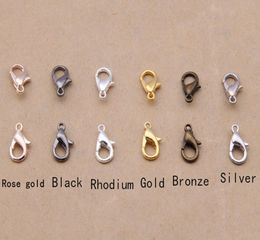 300 peças 18mm descobertas de joias bronzegoldrose goldblackrhodiumsilver ganchos de fecho lagosta para corrente de colar 7036591
