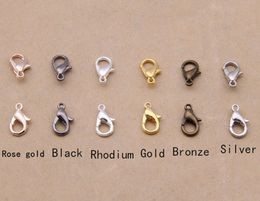 300 stks 18 MM Sieraden Bevindingen Bronzegoldrose Goldblackrhodiumsilver Karabijn Haken voor Ketting Chain7070463