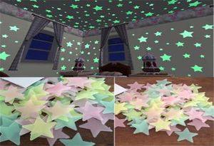 300 stks 3D -sterren gloeien in de donkere muurstickers Lumineuze fluorescerende wandstickers voor kinderen babykamer slaapkamer plafond home decor2782909