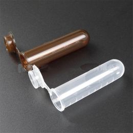 300 Stuks 5 ml Plastic Transparant Bruin Centrifugebuis met Schaal Centrifugaalbuis vrijstaande Schroefdop Kegel Bodem Laboratorium tool