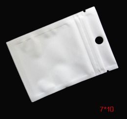 300 Uds 7*10cm blanco claro cremallera autosellada bolsa de embalaje de plástico bolsas con cierre paquete con orificio para colgar para cable de datos