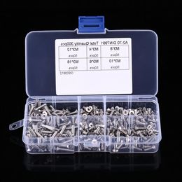 Freeshipping 300 stks/doos M3 Hex Socket Schroeven Rvs Platte Kop Machine Schroeven Bout Moer Assortiment Kit Fastener Hardware Tool Tfhif